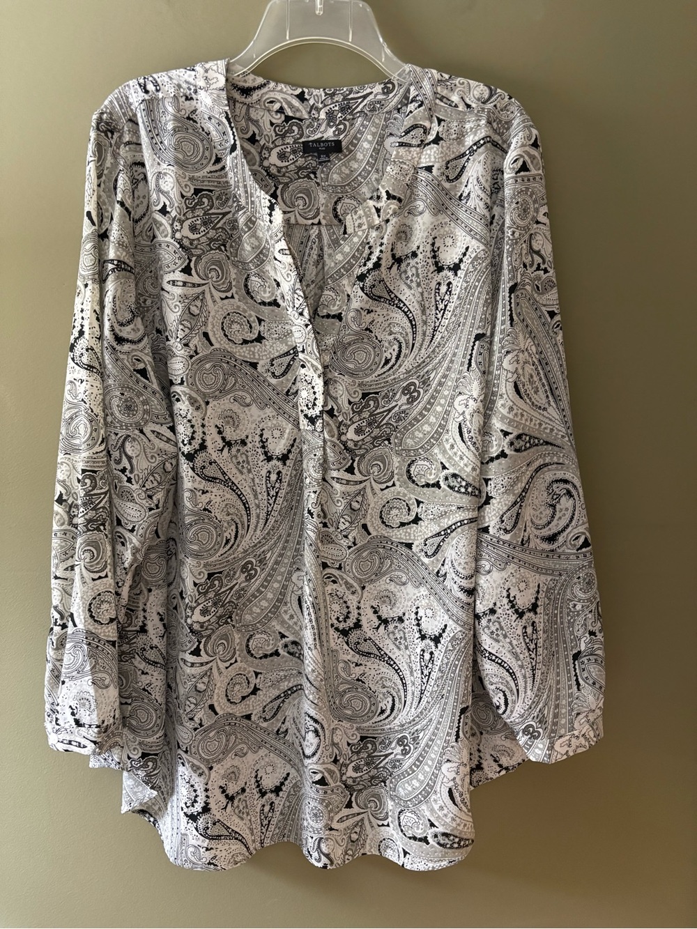 Talbots Black & White Paisley V-Neck Tunic Size 2X - Picture 2 of 12